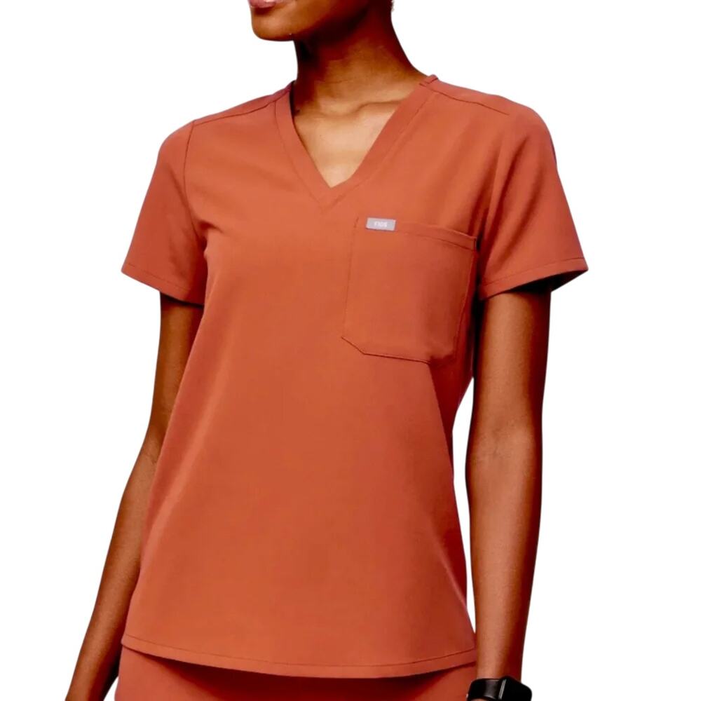 FIGS Catarina Scrub Top Women's Medium Terracotta Orange PO 2829 Rare Retired